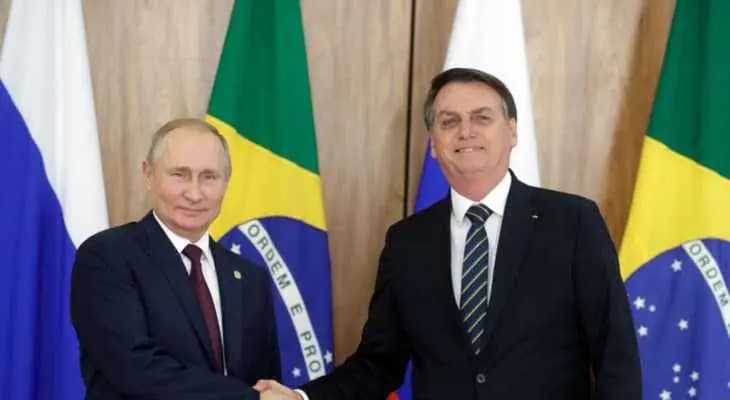 بوتين سيبحث الأربعاء في موسكو مع بولسونارو العلاقات الثنائية ومواضيع دولية ملحة