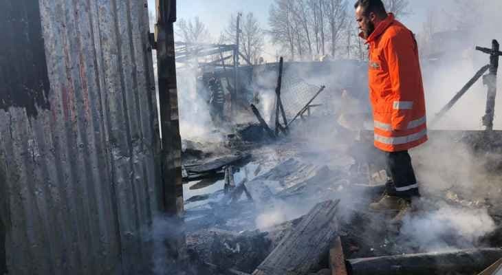 إصابة شخص إثر حريق شب في مخيم للنازحين السوريين بسهل بلدة قب الياس