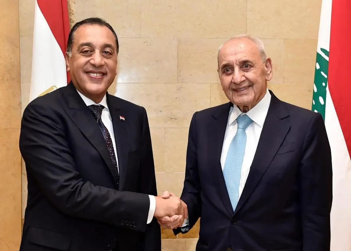 بري يستقبل مدبولي والوفد المصري المرافق