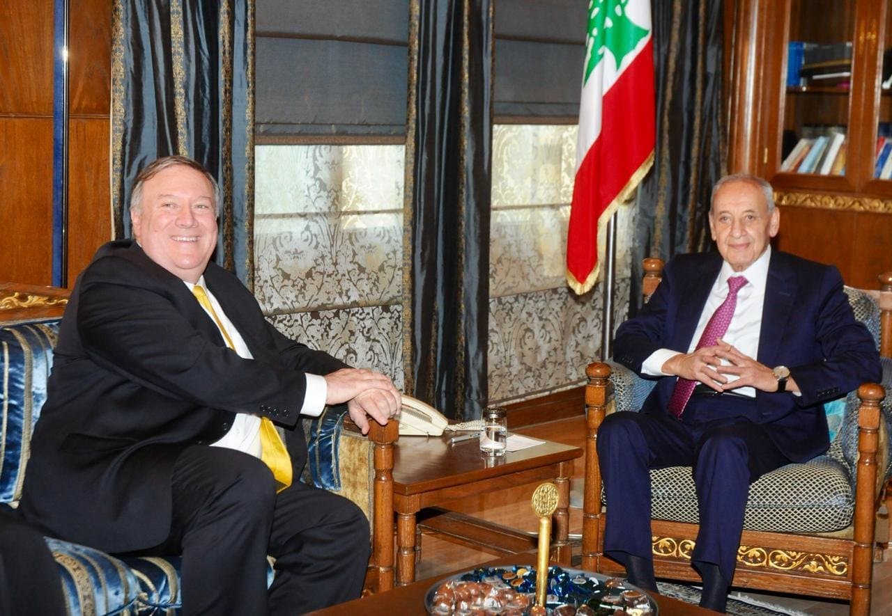 بري لبومبيو: حزب الله حزب لبناني في البرلمان والحكومة ومقاومته واللبنانيين ناجمة عن الاحتلال الاسرائيلي